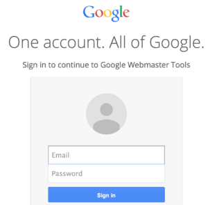Login page for google webmaster